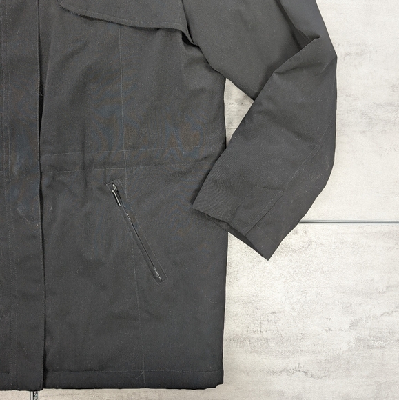 Nautica Women's Black Hooded Full Zip Fleece Lined Coat Size Large - Picture 3 of 8